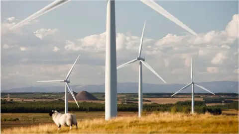 Getty Images Wind farm near Carluke in Scotland