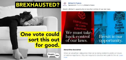 Facebook An anti-Brexit Facebook ad and a pro-Brexit Facebook ad