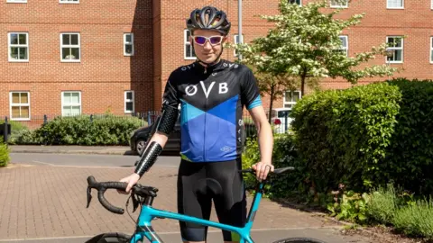 Nottingham Trent University Richard Kershaw on his bike