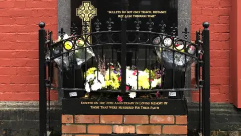 The memorial in Belfast's Lower Ormeau to the victims of the gun attack