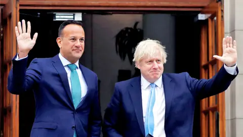 Reuters Leo Varadkar and Boris Johnson met outside Government Buildings in Dublin