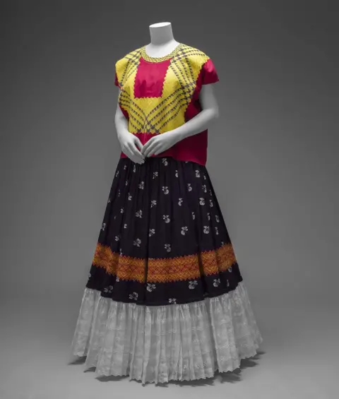 Javier Hinojosa Cotton huipil and cotton printed skirt worn by Frida Kahlo