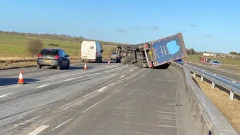 National Highways Overturned vehicle on the A1(M) between J59 Newton Aycliffe and J60 Hartlepool