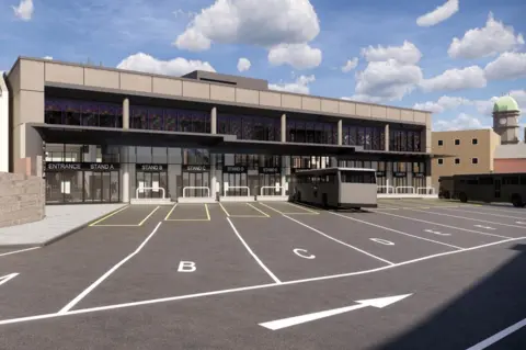 Durham County Council Artist's impression of the bus stands at the back of the building