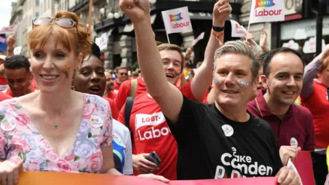 Getty Images Angela Rayner and Keir Starmer at Pride in London 2022