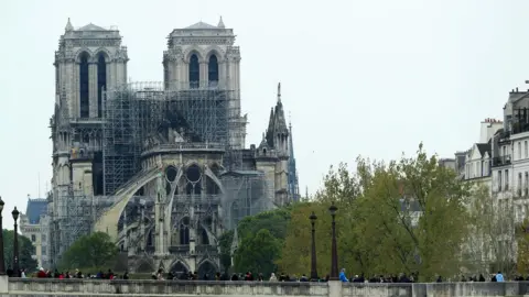 Getty Images Image shows a general view of Notre-Dame cathedral following a major fire