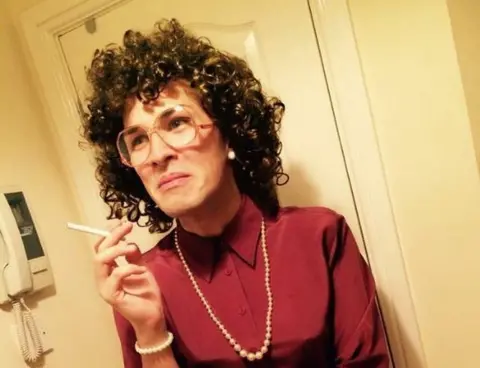 Family photograph Martyn Hett dressed as soap character Deirdre Barlow