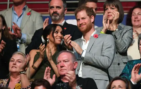 EPA The duke and duchess at the Invictus closing ceremony