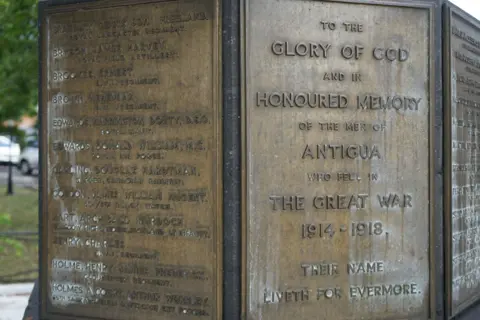 Gemma Handy A close-up of Antigua's national war memorial