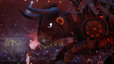 Reuters A ten-metre mechanical bull seen at the opening ceremony of the Commonwealth Games