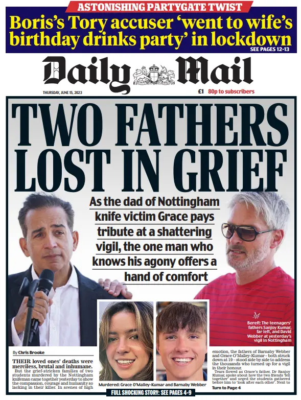Front page of the Daily Mail
