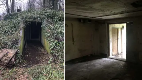 Corstorphine & Wright Two views of WW2 bunker door from outside and inside before the renovation