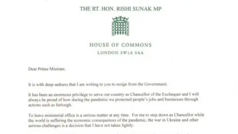 Rishi Sunak Rishi Sunak's resignation letter