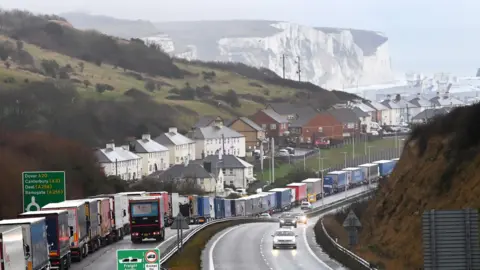 EPA Queues near the White Cliffs of Dover on Friday