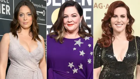 AFP/Getty Images Rachel Bloom, Melissa McCarthy and Megan Mullally