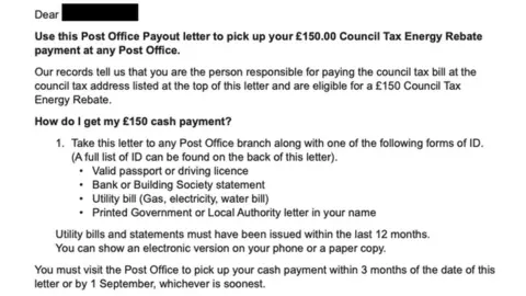 Manchester City Council Mocked up letter from Manchester City Council showing how to claim voucher