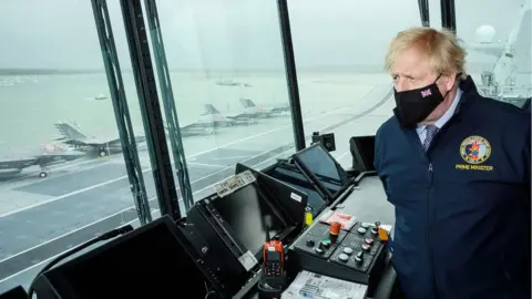 Reuters Prime Minister Boris Johnson on board the HMS Queen Elizabeth