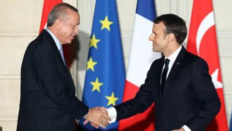 EPA Recep Tayyip Erdogan and Emmanuel Macron - 5 January