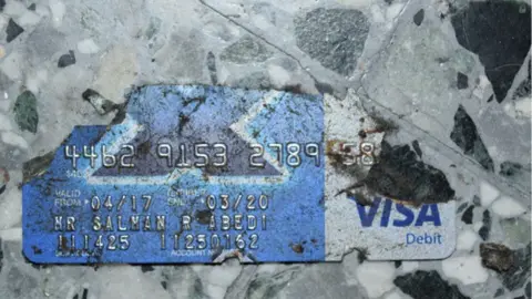 Greater Manchester Police  Salman Abedi's debit card, found at Manchester Arena after the attack