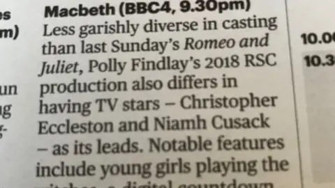 Sunday Times The television page listing