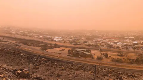 MATT WHITELUM A view of the dust storm in Broken Hill