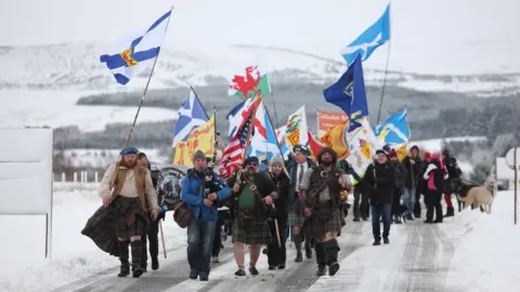 PETER JOLLY NORTHPIX Protest at Culloden Battlefield