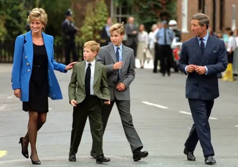 PA Media On 16 September 1995, Princess Diana and Prince Charles joined Prince William for his first day at Eton College