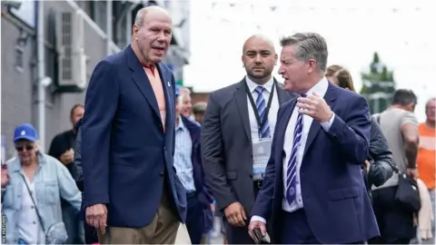 Rex Features Portsmouth owner Michael Eisner and Andrew Cullen attend the League One match between Portsmouth and Bristol Rovers at Fratton Park