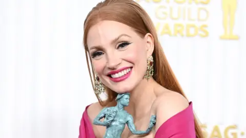 Getty Images Jessica Chastain with her SAG Award