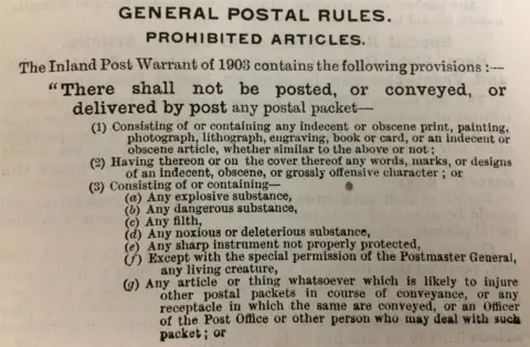 BBC Post office regulations from 1920