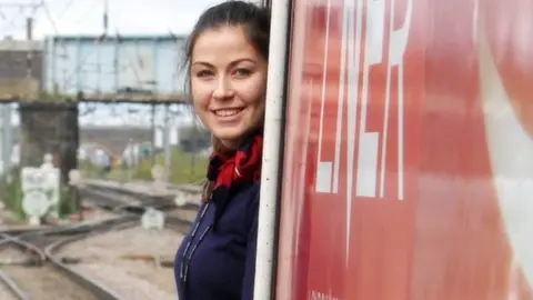 LNER Chelsea Gipson aboard one of the trains she drives