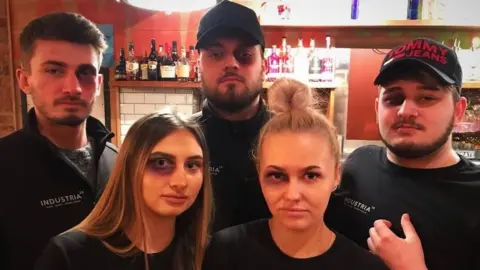 Industria Bar Mansfield Bar staff with make-up black eyes
