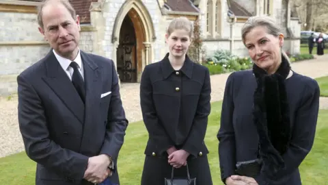 PA Media The Earl and Countess of Wessex attended the service with their daughter Lady Louise Windsor