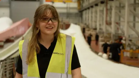 Hannah Clague employee at Siemens Gamesa in high viz jacket
