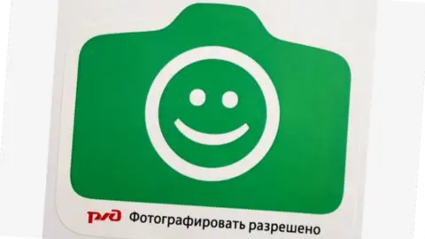 Moscow Mayor's Office SignSticker marking good selfie spots on Moscow railway stations