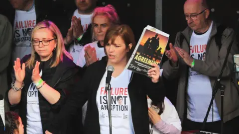 Liam McBurney/PA Nichola Corner at peace rally