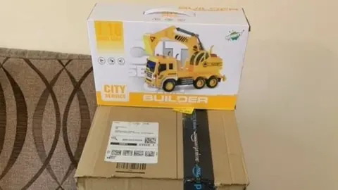 Matt Haywood received a toy digger and some Lego