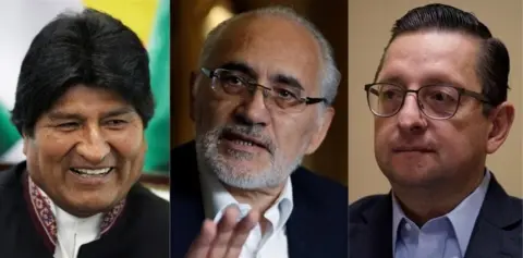 Reuters A composite photo shows the top three presidential candidates in Bolivia: Evo Morales, Carlos Mesa and Óscar Ortiz