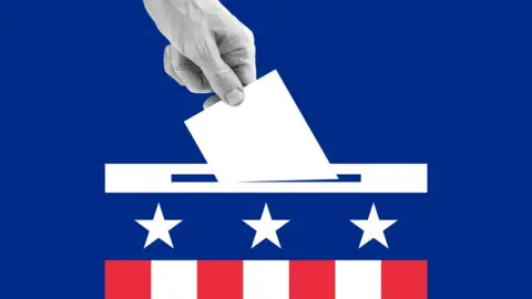 Graphic of a hand putting a voting slip into a ballot box