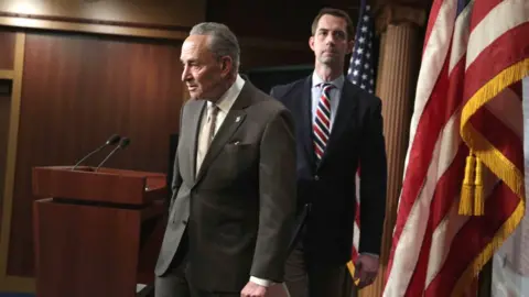 Getty Images Senators Chuck Schumer and Tom Cotton