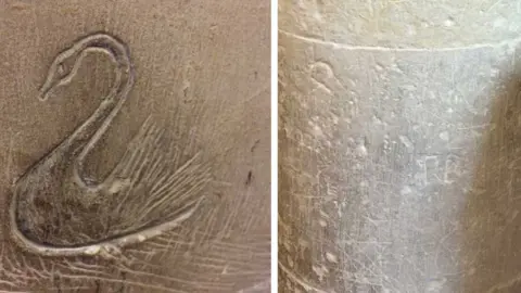 Katy Lewis/BBC Medieval graffiti at St Albans Cathedral