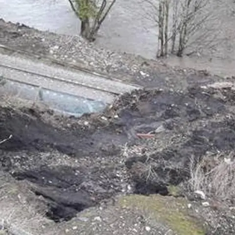Network Rail The rail line will not be open on Monday following the landslide in Aberdare