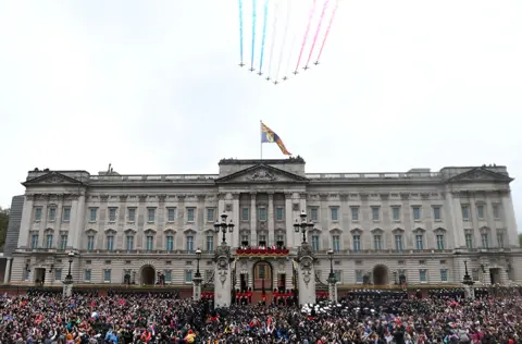 Neil Hall / EPA The Royal Family watches the flypast on the balcony