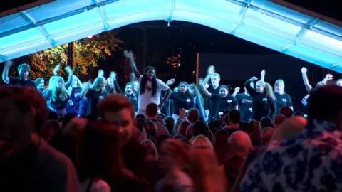 Dancers perform in Writer's Square at Belfast's Culture Night