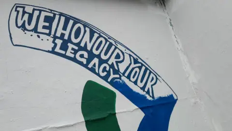 Julz Davis A photo of an unfinished mural