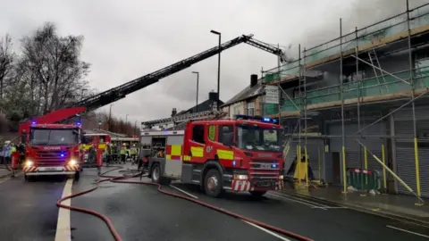 South Yorkshire Fire and Rescue Service Firefighters at the scene