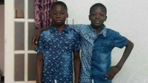 Yaya Sangare Yaya's two elder sons Eli, 12, and Elise, 14, both drowned when the boat they were in collapsed at sea