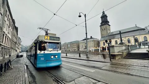 Anthony Saddington/BBC A tram in Gothenburg