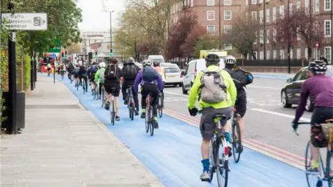 Getty Images Cycle lane in London