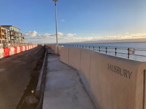 Wirral Council Salisbury Lighting And Kerbs at the West Kirby sea wall